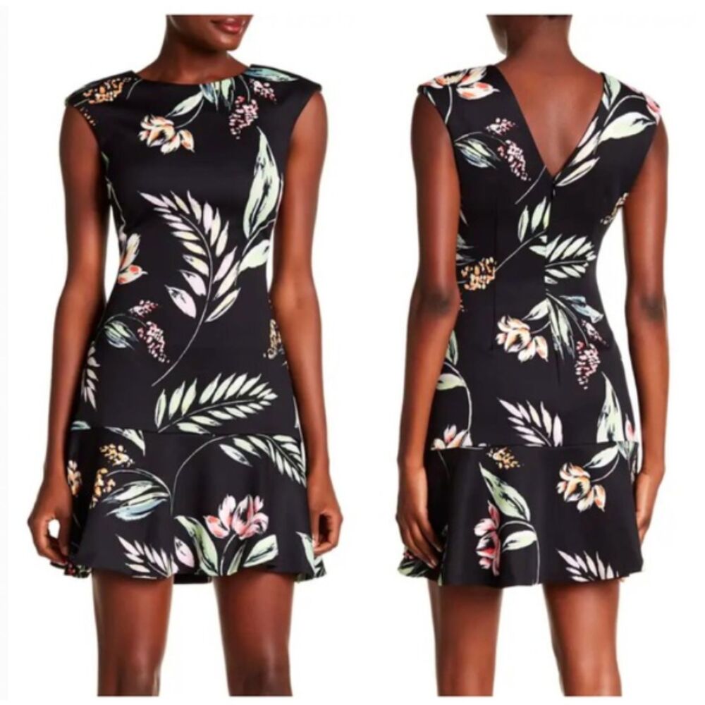 Vince Camuto Black Floral Mini Dress